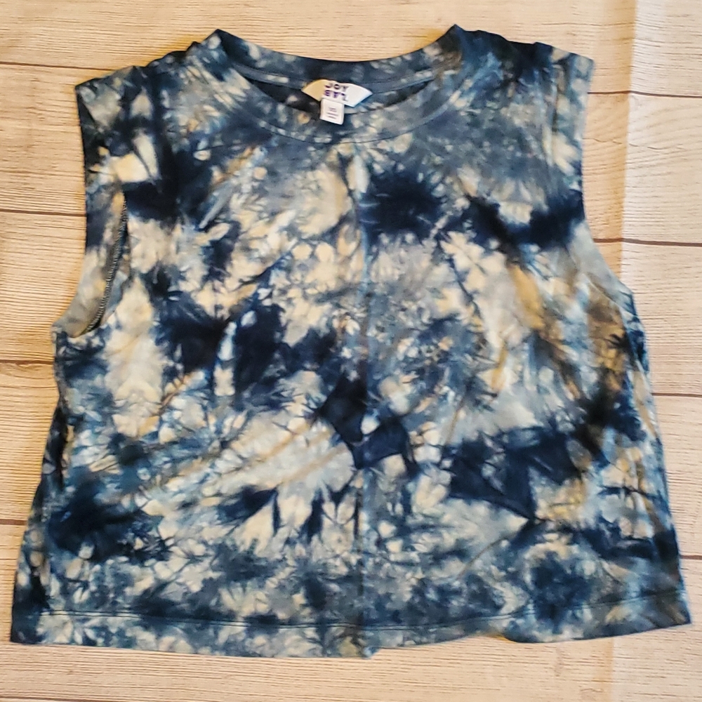 JoyLab blue tie dye cropped tee. Extra small